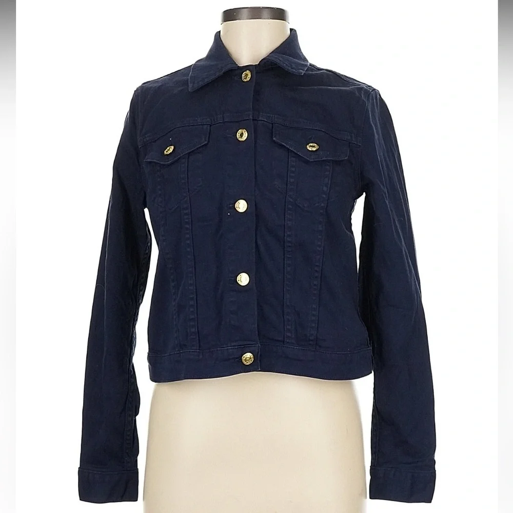 Michael Michael Kors Dark Blue Jean Jacket with Gold Buttons Size Medium